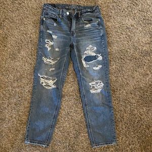 AE Distressed Mom Jeans